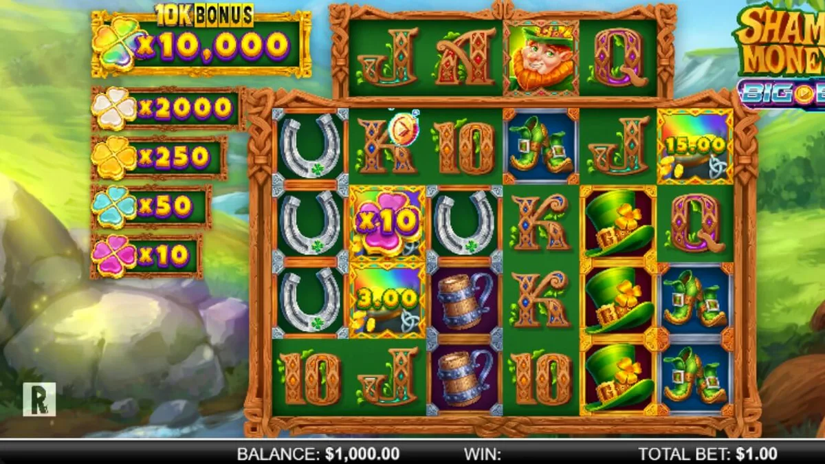 Shamrock Money Pot Big Bang স্লট গেমের একটি দৃশ্য